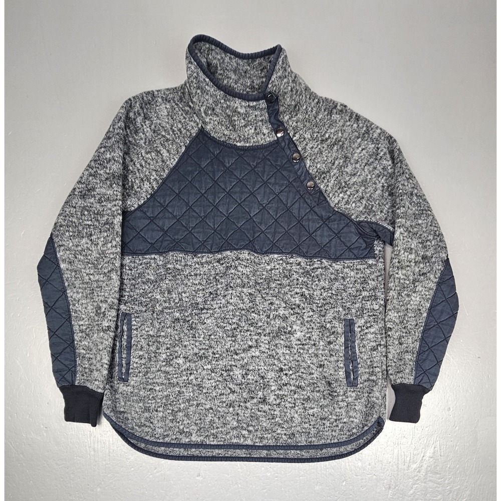 Abercrombie‎ & Fitch Sweatshirt Womens Large Asymmetrical Snap Up Quilted Fleece